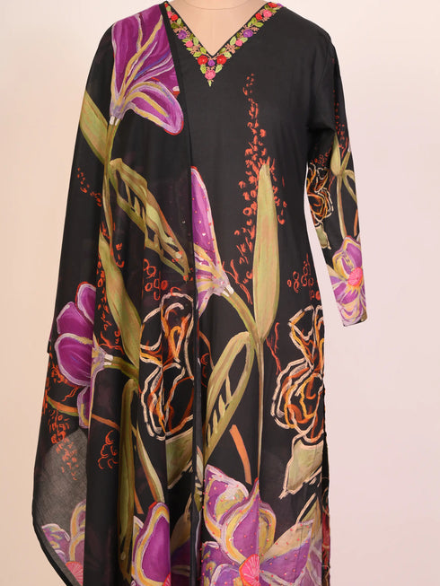 Black kurti set with Thread Work